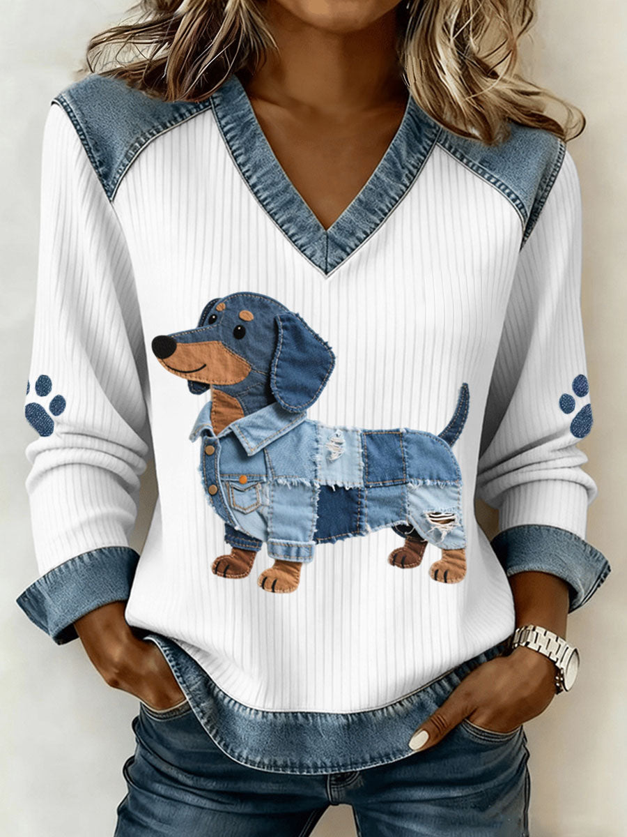 Stella™ | Artistic Denim Patchwork Top