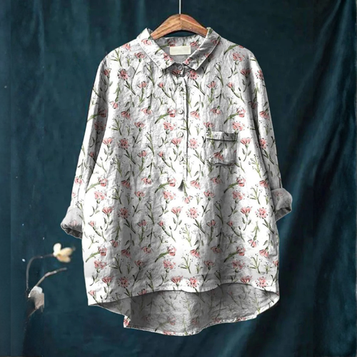 Elise™ | Timeless Printed Linen Blouse