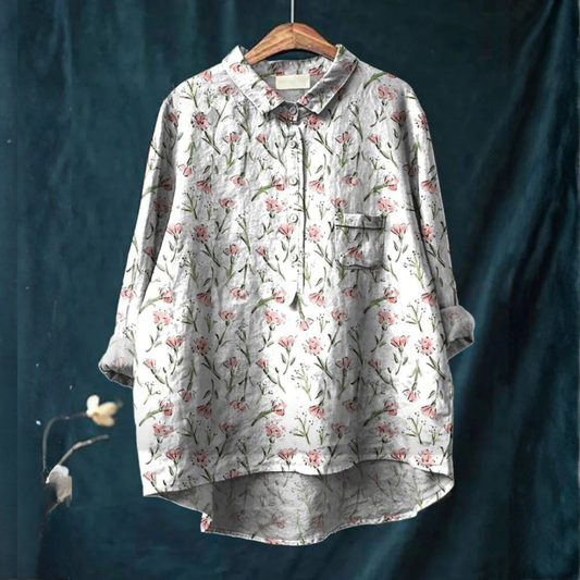 Elise™ | Timeless Printed Linen Blouse
