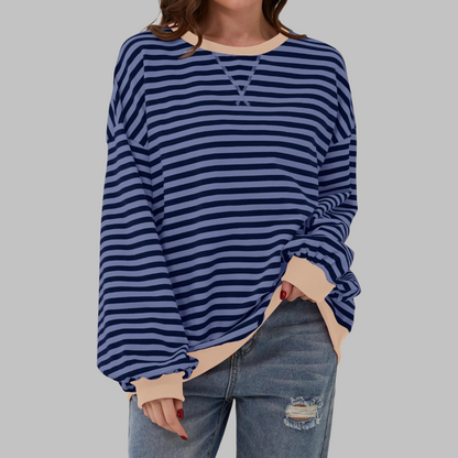 aiko | Classic Striped Crewneck Long-Sleeve Sweatshirt