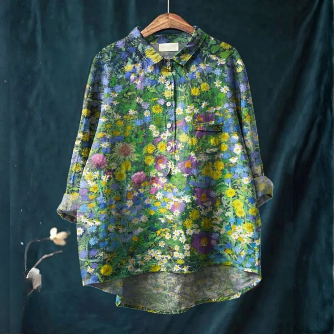 Seraphin™ | Timeless Printed Linen Blouse