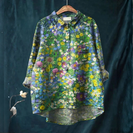Seraphin™ | Timeless Printed Linen Blouse
