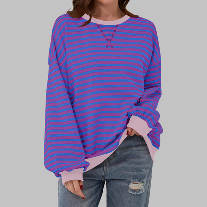 aiko | Classic Striped Crewneck Long-Sleeve Sweatshirt
