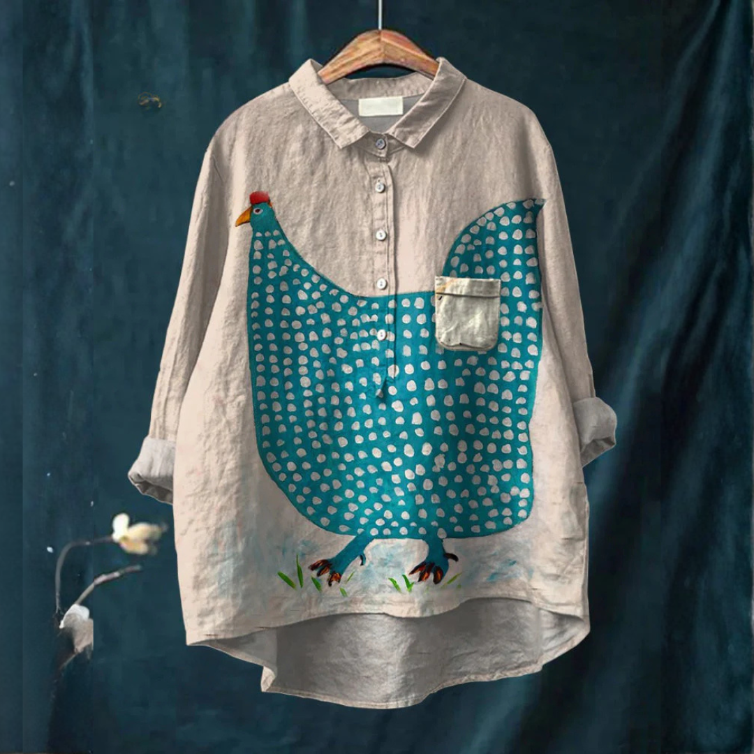 Selene™ | Timeless Printed Linen Blouse