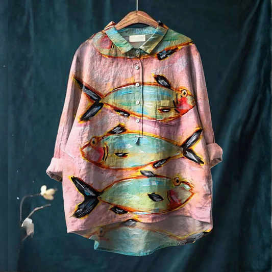 Iris™ | Timeless Printed Linen Blouse
