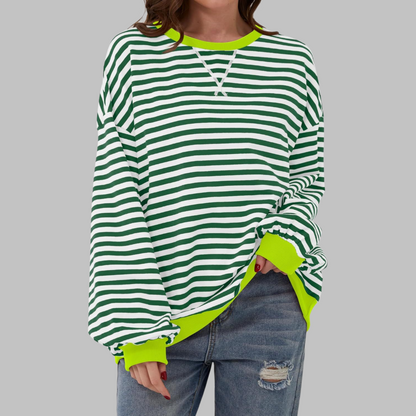 aiko | Classic Striped Crewneck Long-Sleeve Sweatshirt