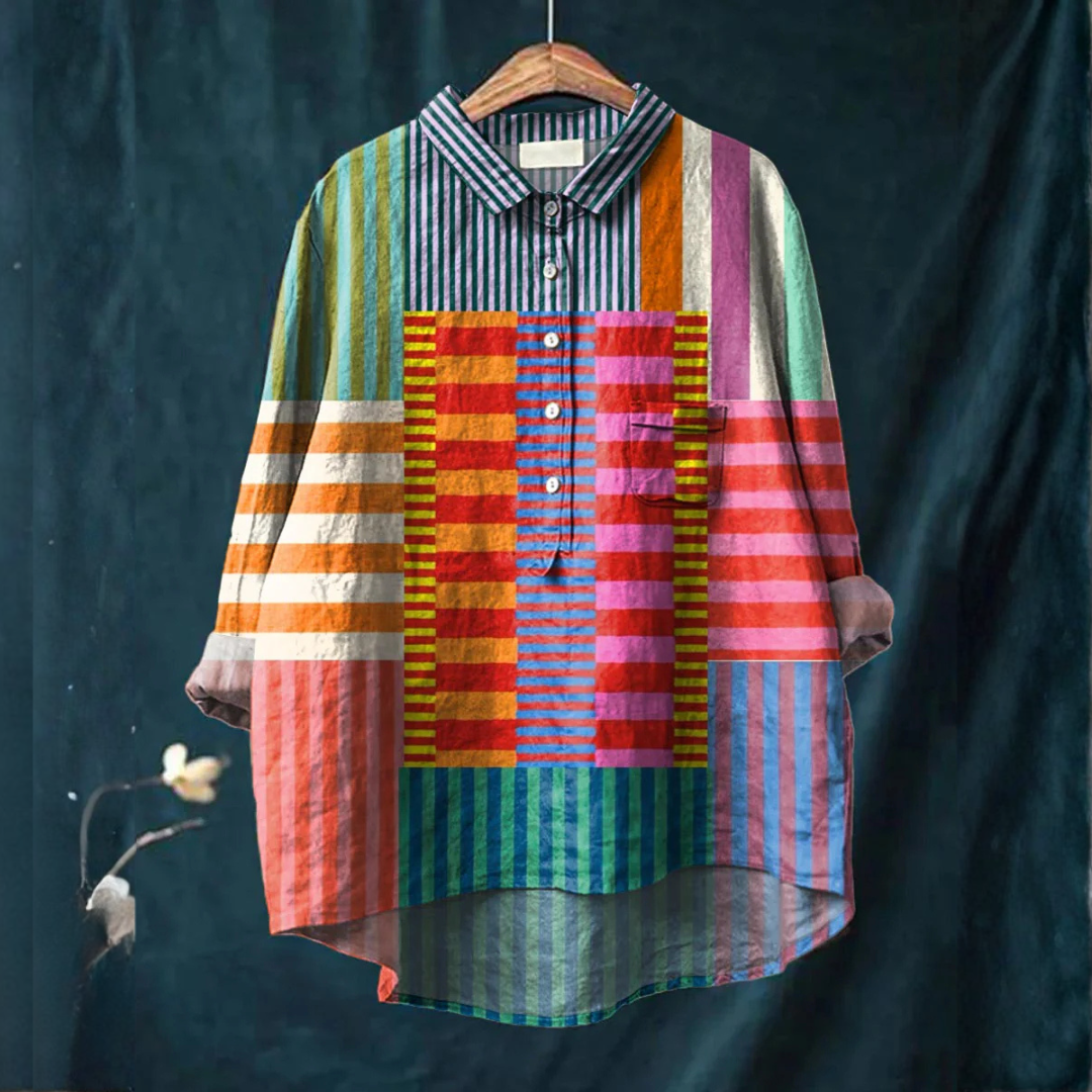 Marcella™ | Elegant Printed Linen Blouse
