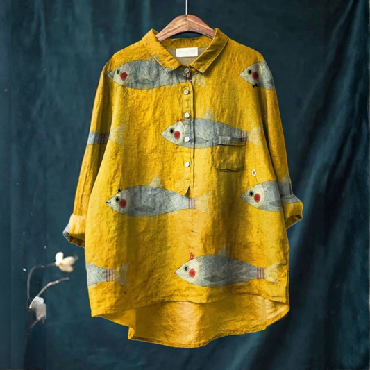 Amara™ | Timeless Printed Linen Blouse