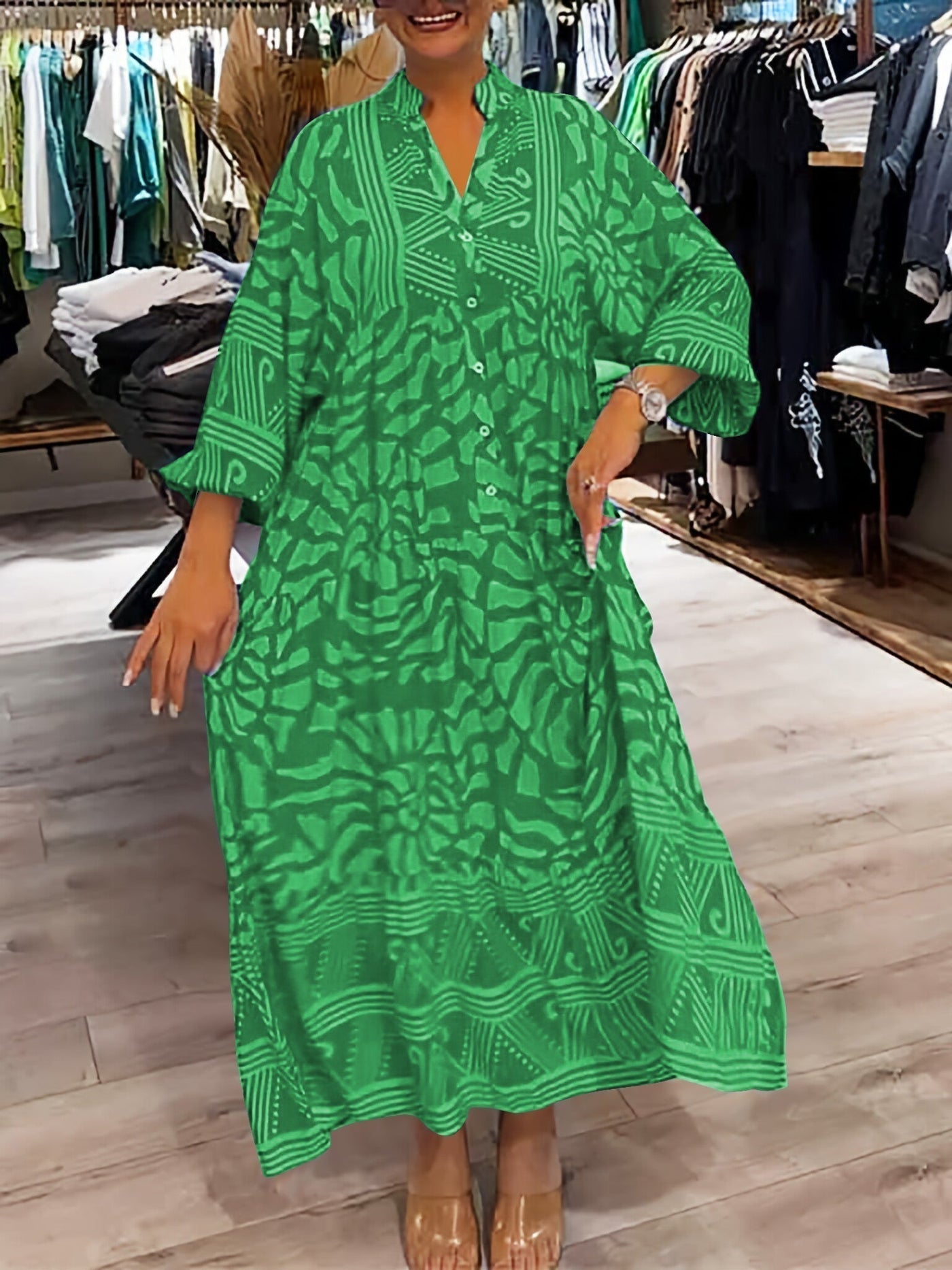 MALIA | V-NECK DRESS WITH PRINT