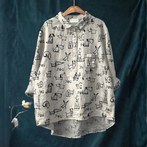 Clara™ | Timeless Patterned Linen Blouse