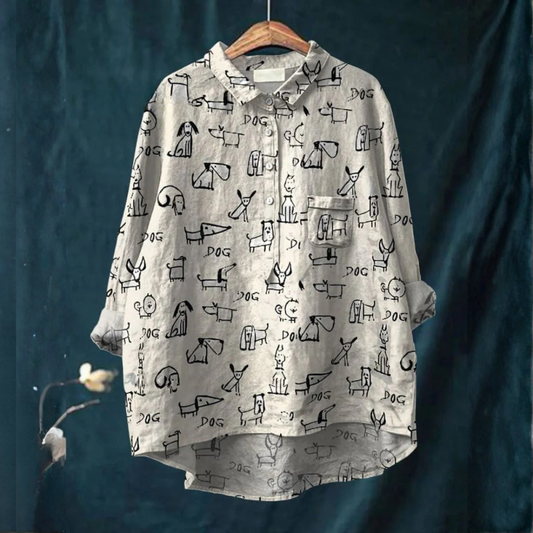 Clara™ | Timeless Patterned Linen Blouse