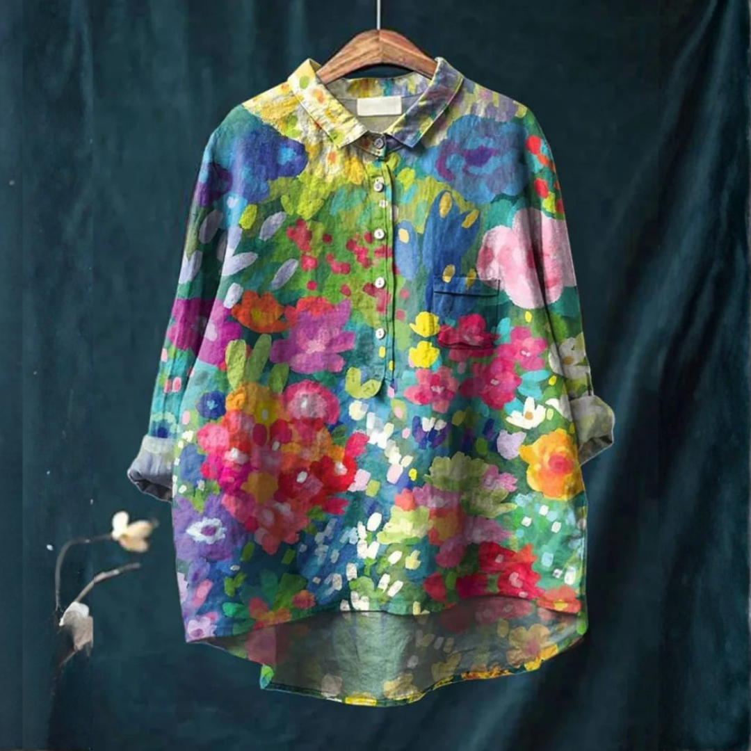 Vivianne™ | Timeless Patterned Linen Blouse