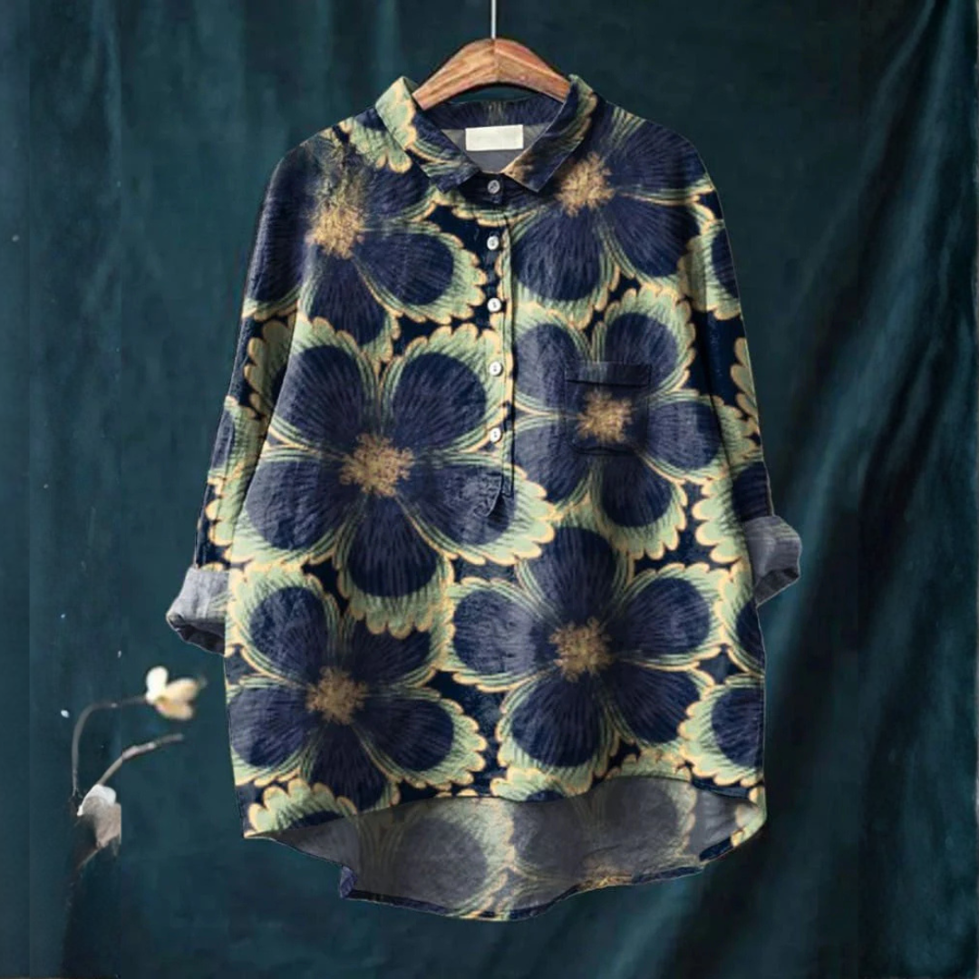 Soleil™ | Timeless Printed Linen Blouse
