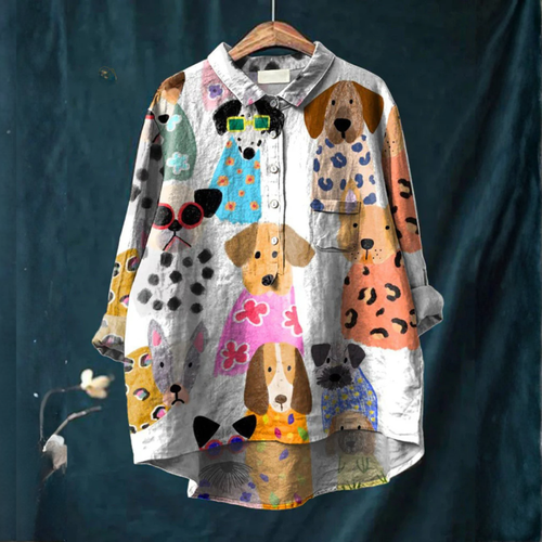 Bianca™ | Elegant Printed Linen Blouse