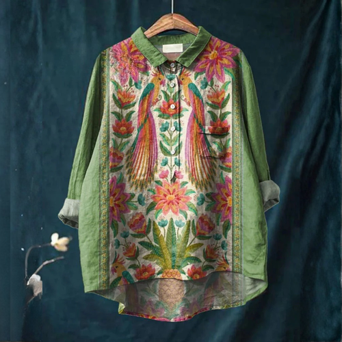 Livia™ | Timeless Patterned Linen Blouse