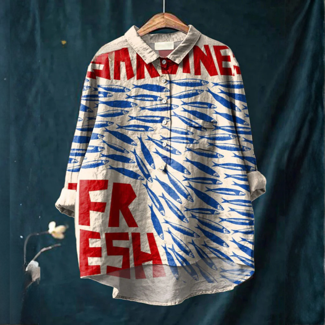 Mila™ | Timeless Patterned Linen Blouse