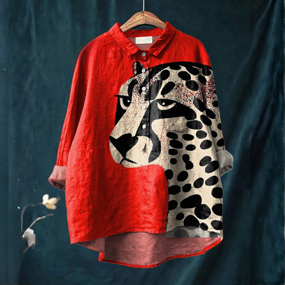 Liora™ | Timeless Printed Linen Blouse