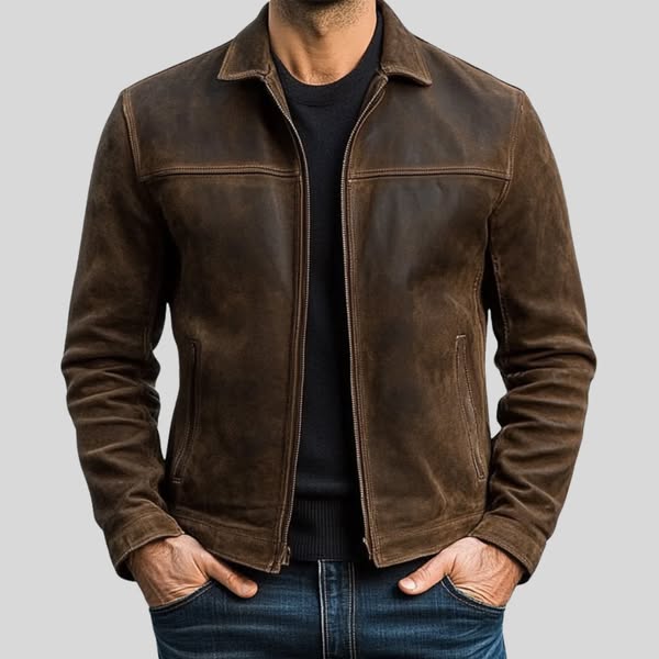 Suede Zip-Up Jacket