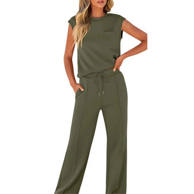KAMILIA | COMFORTABLE TWO-PIECE SLEEVELESS TOP AND TROUSERS