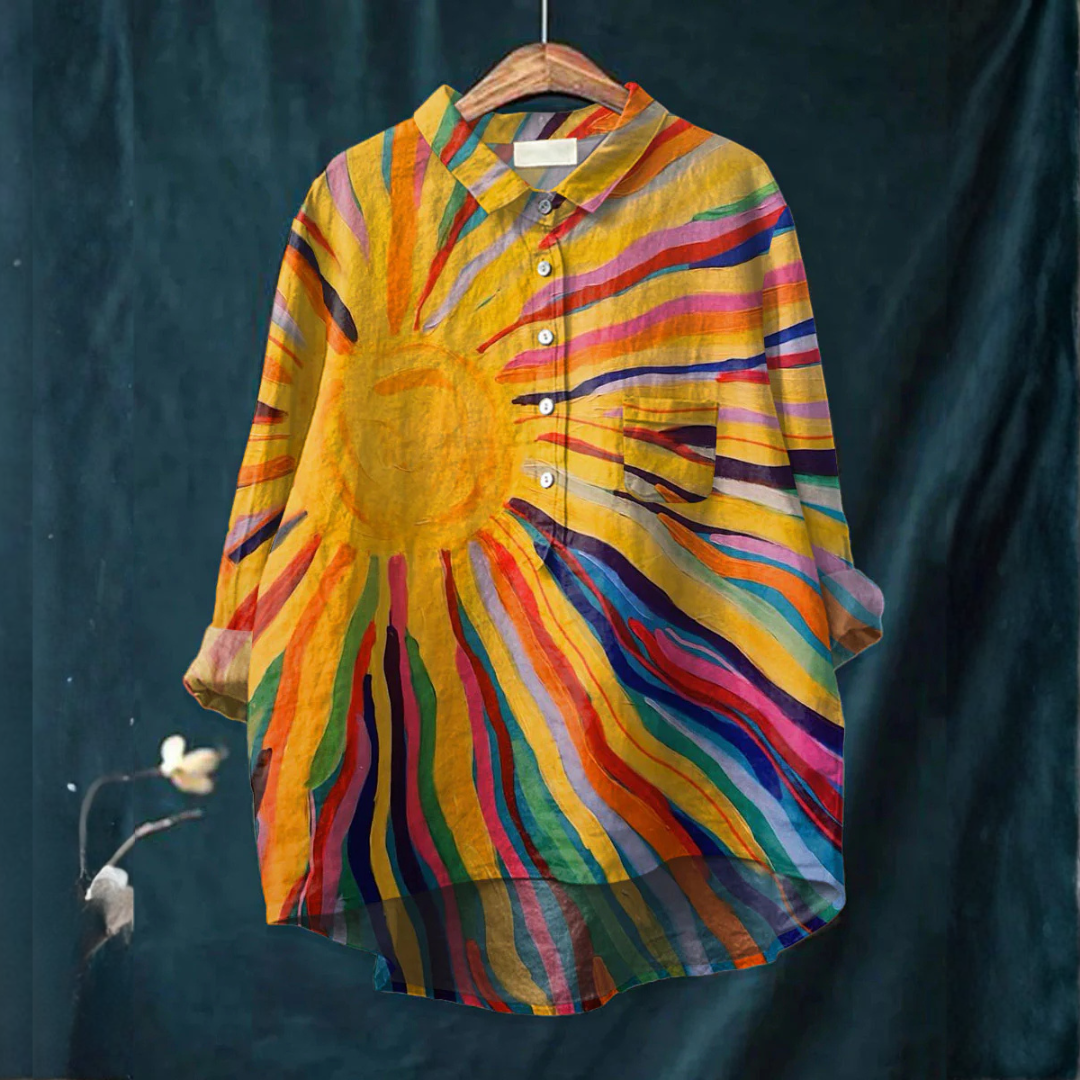 Elara™ | Timeless Patterned Linen Shirt