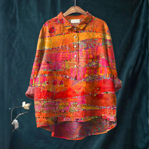 Cosima™ | Stylish Patterned Linen Shirt