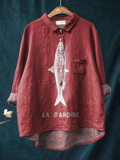 Aria™ | Timeless Patterned Linen Blouse