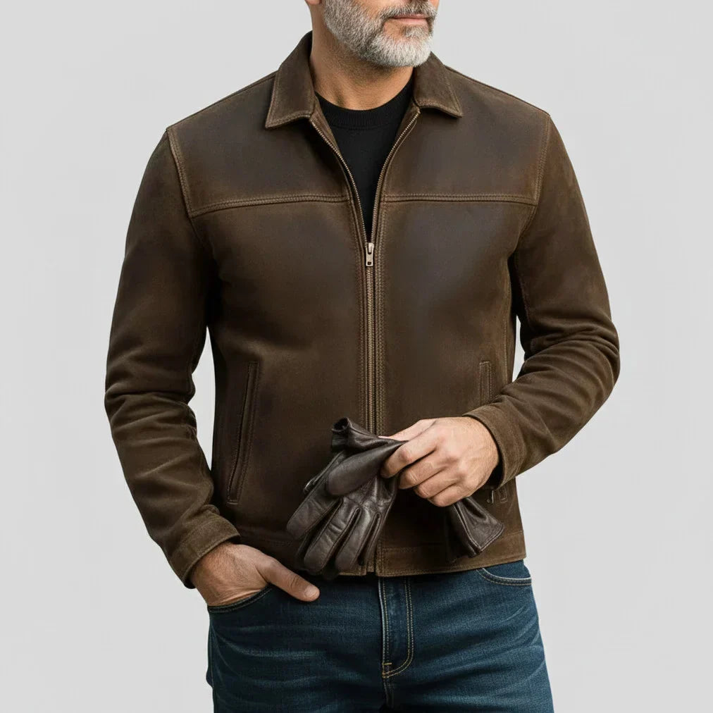 Suede Zip-Up Jacket