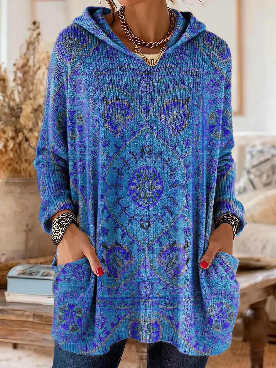 Alice - Retro Ethnic Print Hooded Tunic