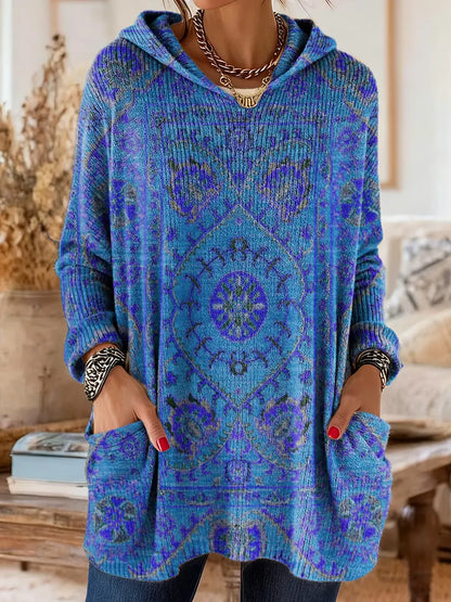Alice - Retro Ethnic Print Hooded Tunic