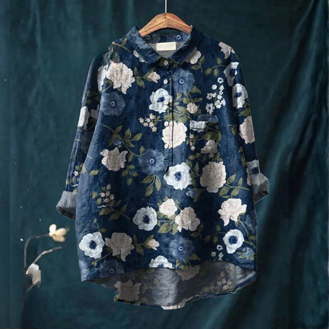 Alessia™ | Timeless Patterned Linen Blouse