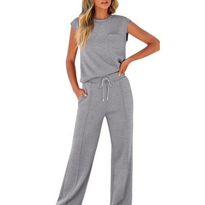 KAMILIA | COMFORTABLE TWO-PIECE SLEEVELESS TOP AND TROUSERS