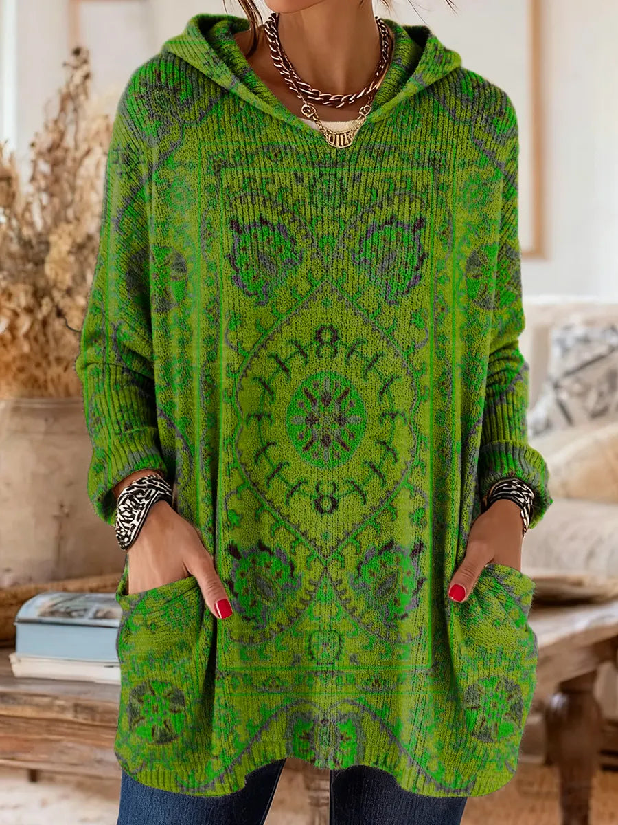 Alice - Retro Ethnic Print Hooded Tunic