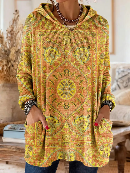 Alice - Retro Ethnic Print Hooded Tunic