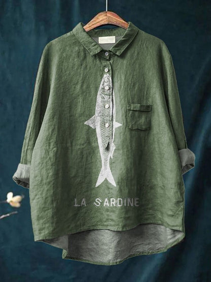 Aria™ | Timeless Patterned Linen Blouse