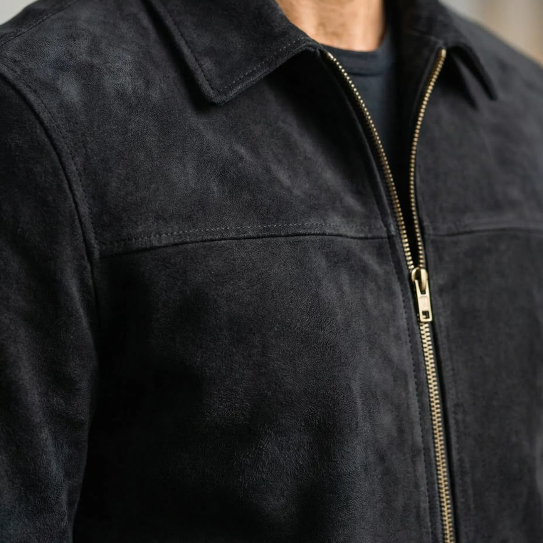 Suede Zip-Up Jacket