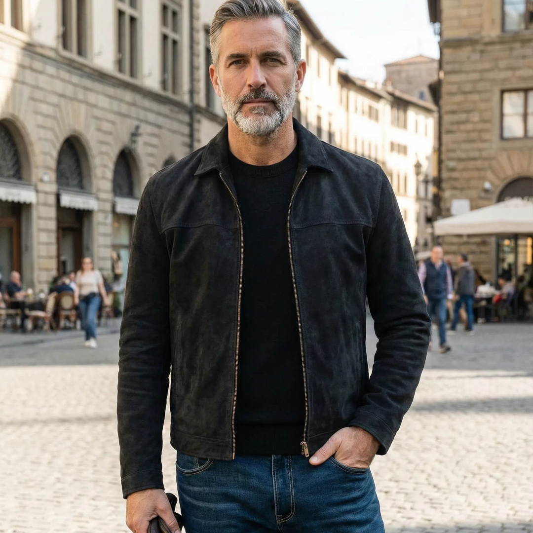 Suede Zip-Up Jacket
