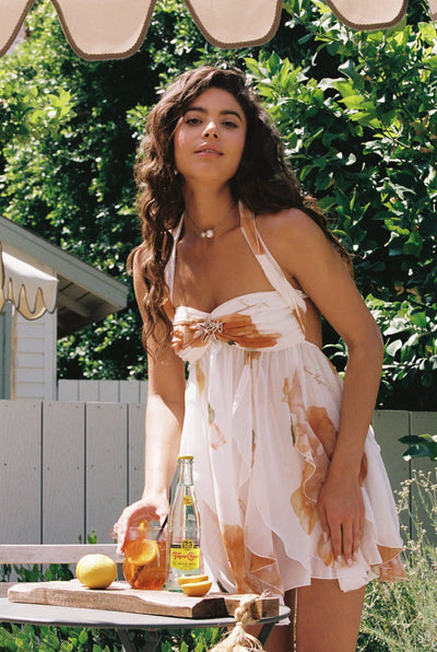 FENNA | FLORAL CHIFFON LOOK MINI DRESS