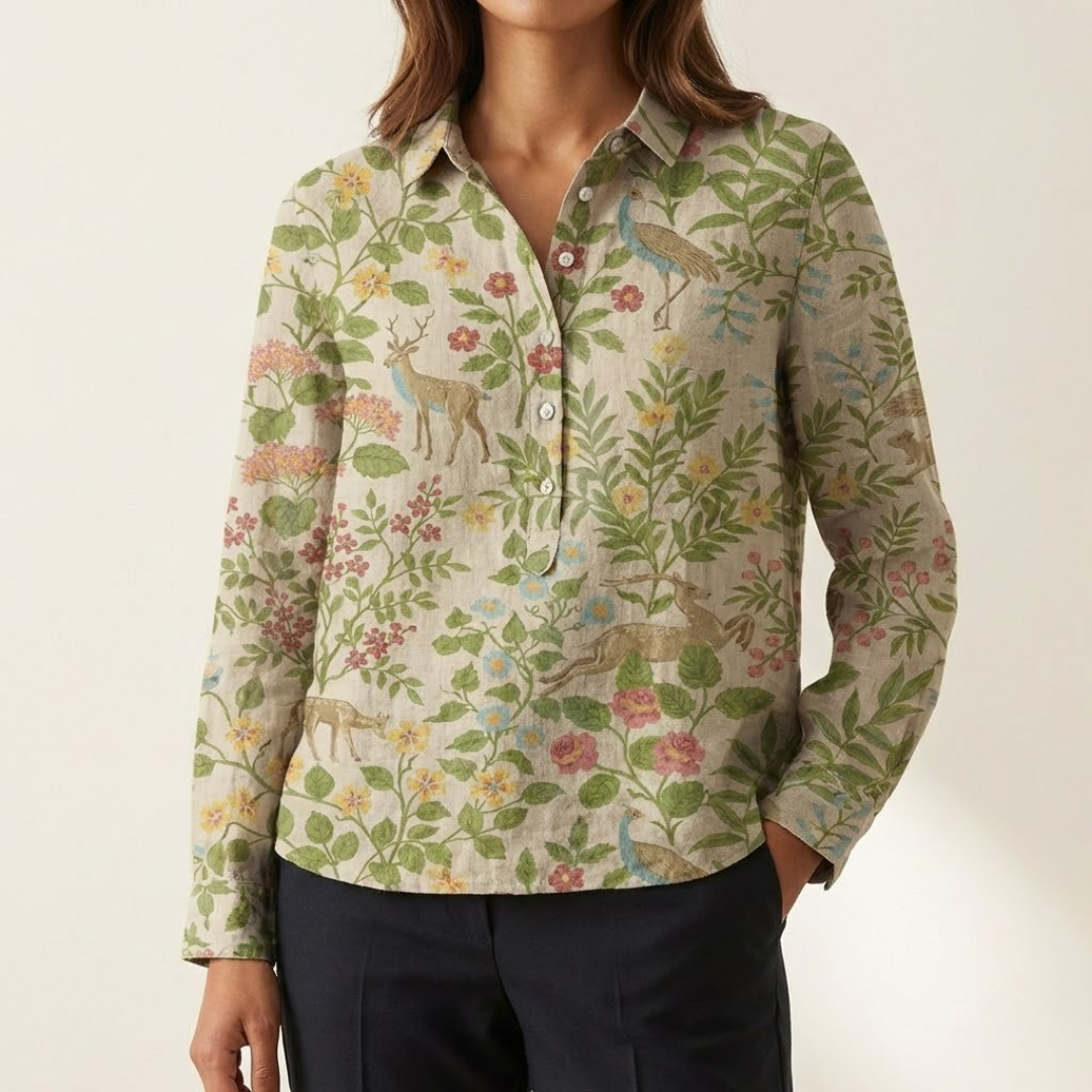 Bianca™ | Timeless Printed Linen Blouse
