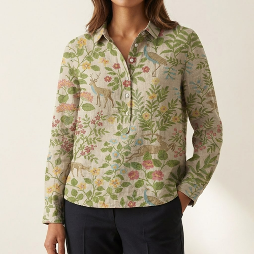 Bianca™ | Timeless Printed Linen Blouse