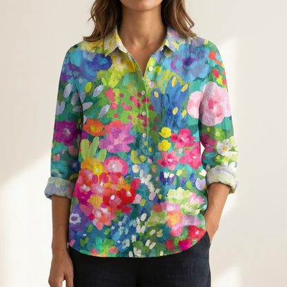 Vivianne™ | Timeless Patterned Linen Blouse