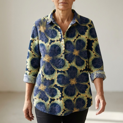Soleil™ | Timeless Printed Linen Blouse