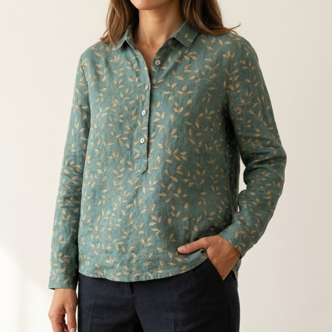Alessia™ | Timeless Patterned Linen Blouse