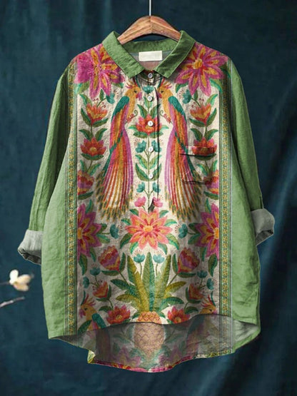 Alessia™ | Timeless Patterned Linen Blouse