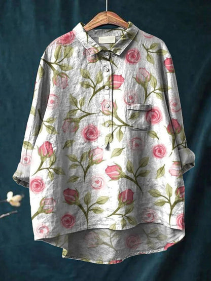 Vivia™ | Timeless Printed Linen Blouse