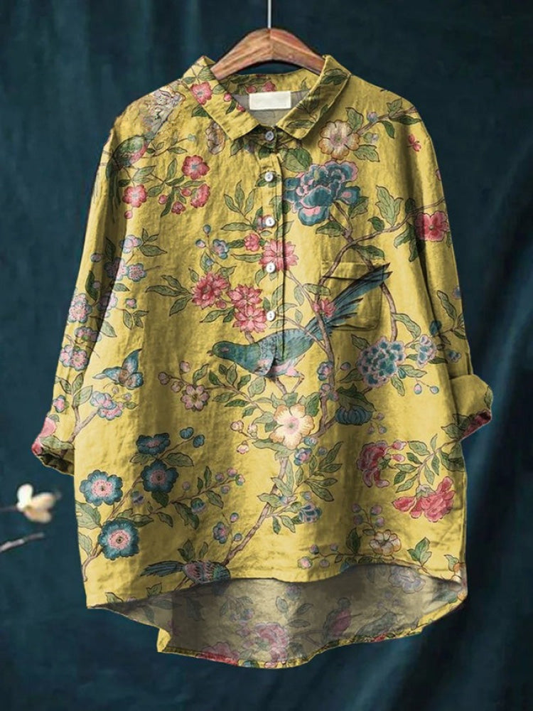 Alessia™ | Timeless Patterned Linen Blouse