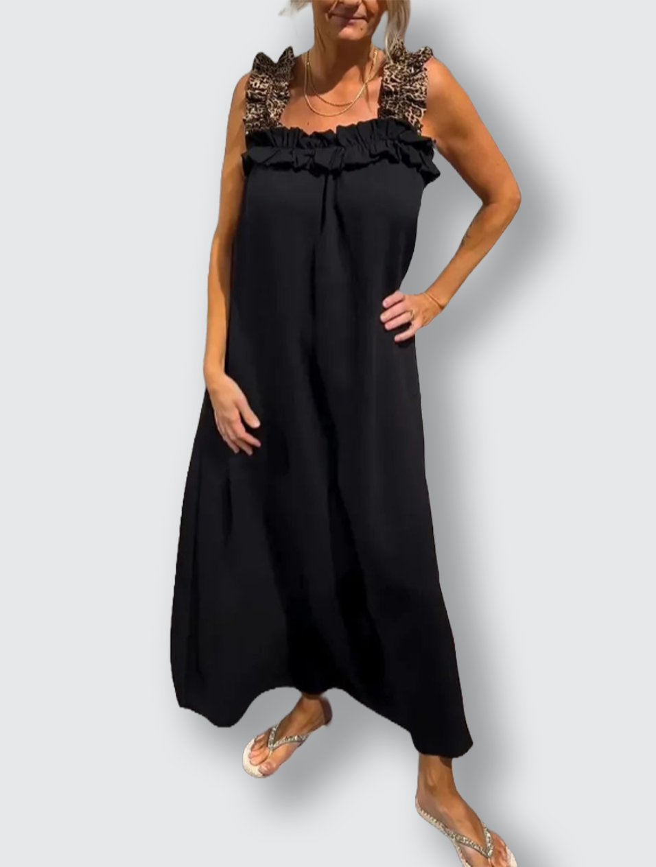 DESIRAY | ELEGANT SUMMER DRESS WITH LEOPARD STRAPS