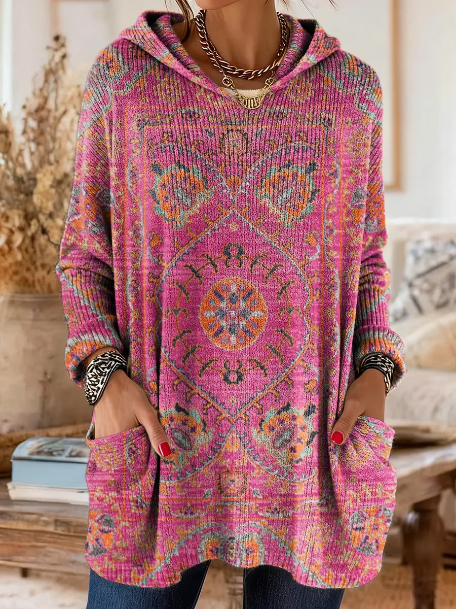 Alice - Retro Ethnic Print Hooded Tunic