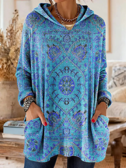 Alice - Retro Ethnic Print Hooded Tunic