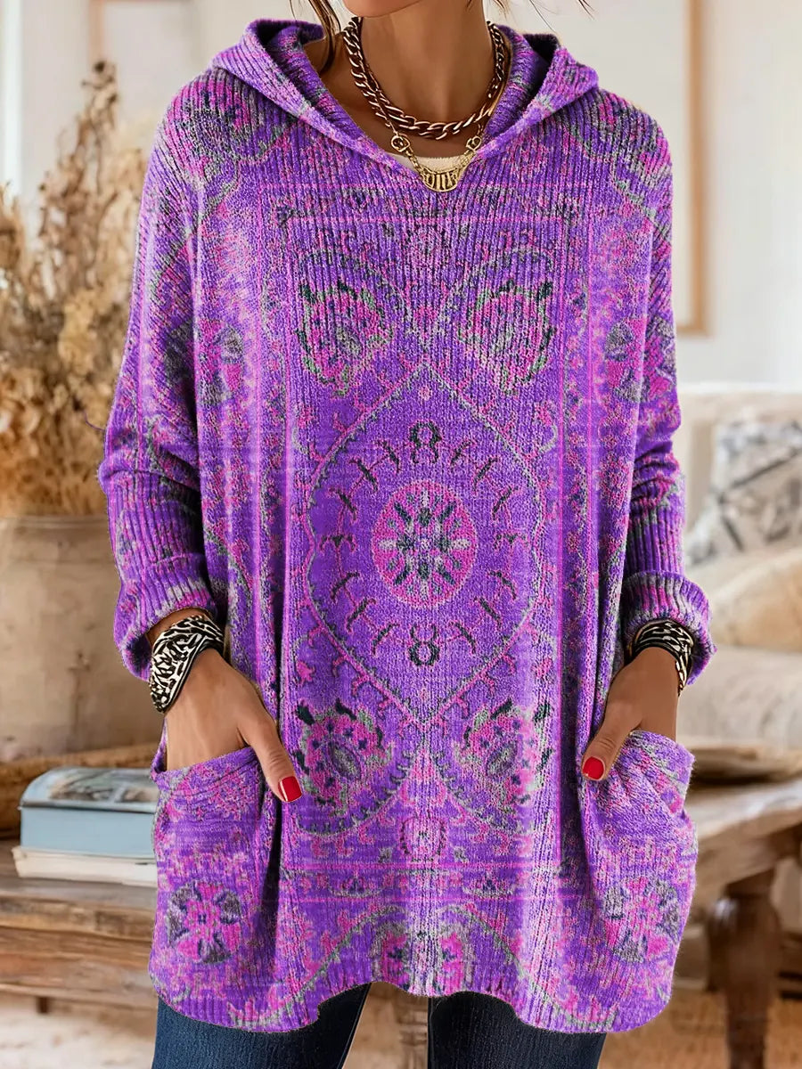 Alice - Retro Ethnic Print Hooded Tunic
