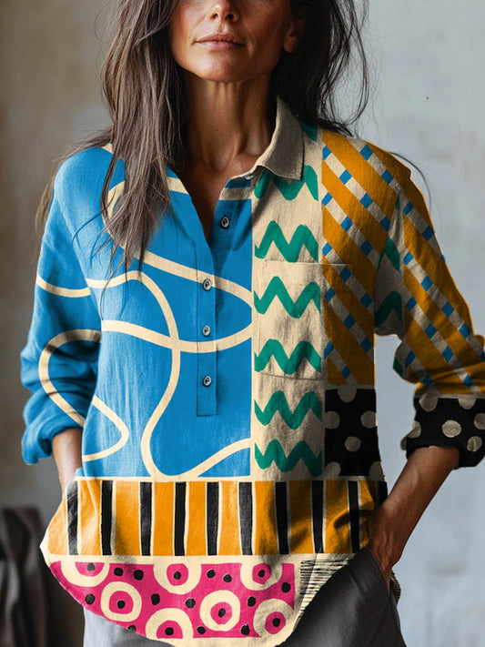 Viviana™ | Exclusive Patterned Linen Blouse